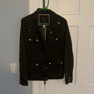 J. Crew Dark Utility Jacket with Gold Accents